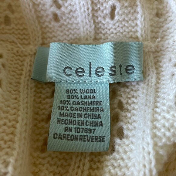 Celeste Cream Knit Infinity Scarf Wrap 90% Wool 10% Cashmere - Picture 5 of 6